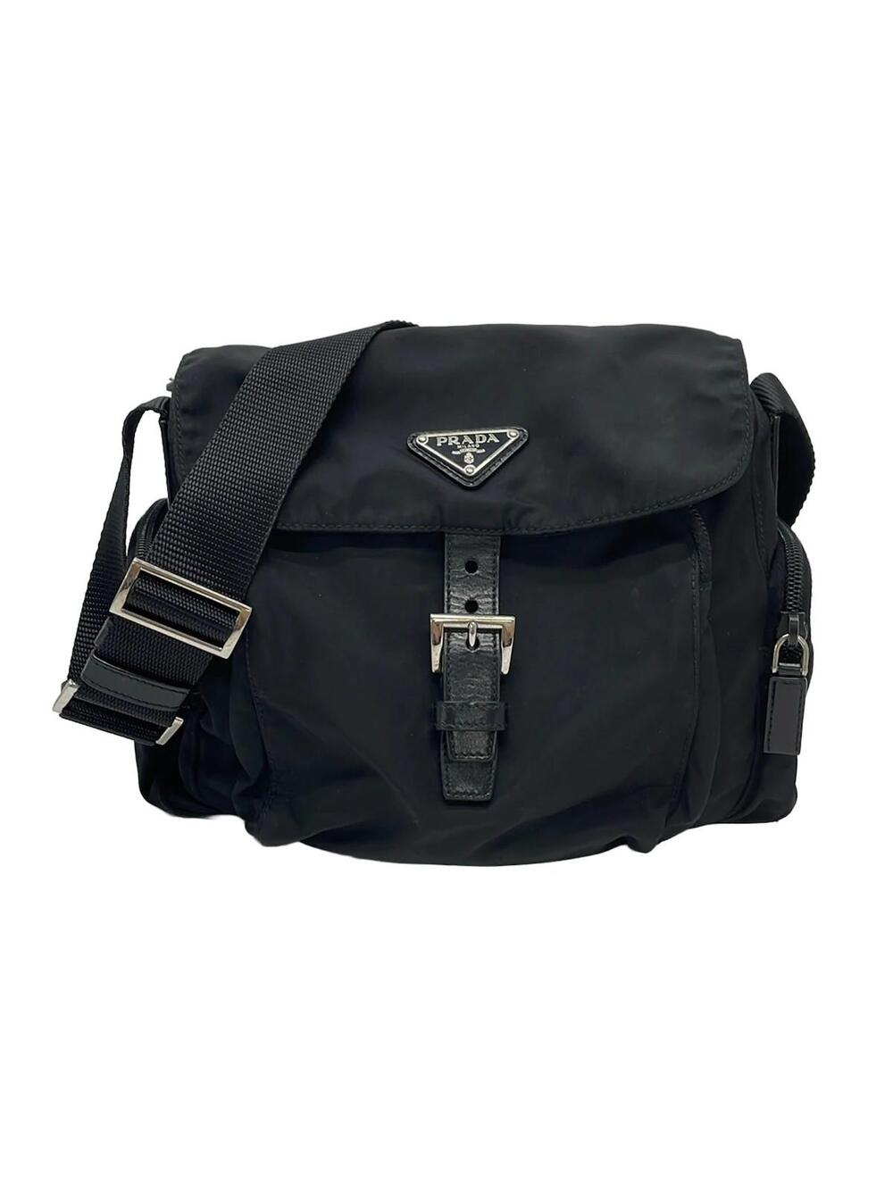 Prada Black Nylon Leather Shoulder Bag #339808P70B